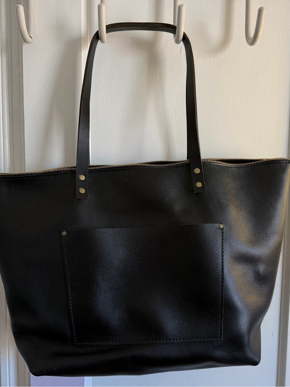 Portland Leather oversized black tote pebbled leather